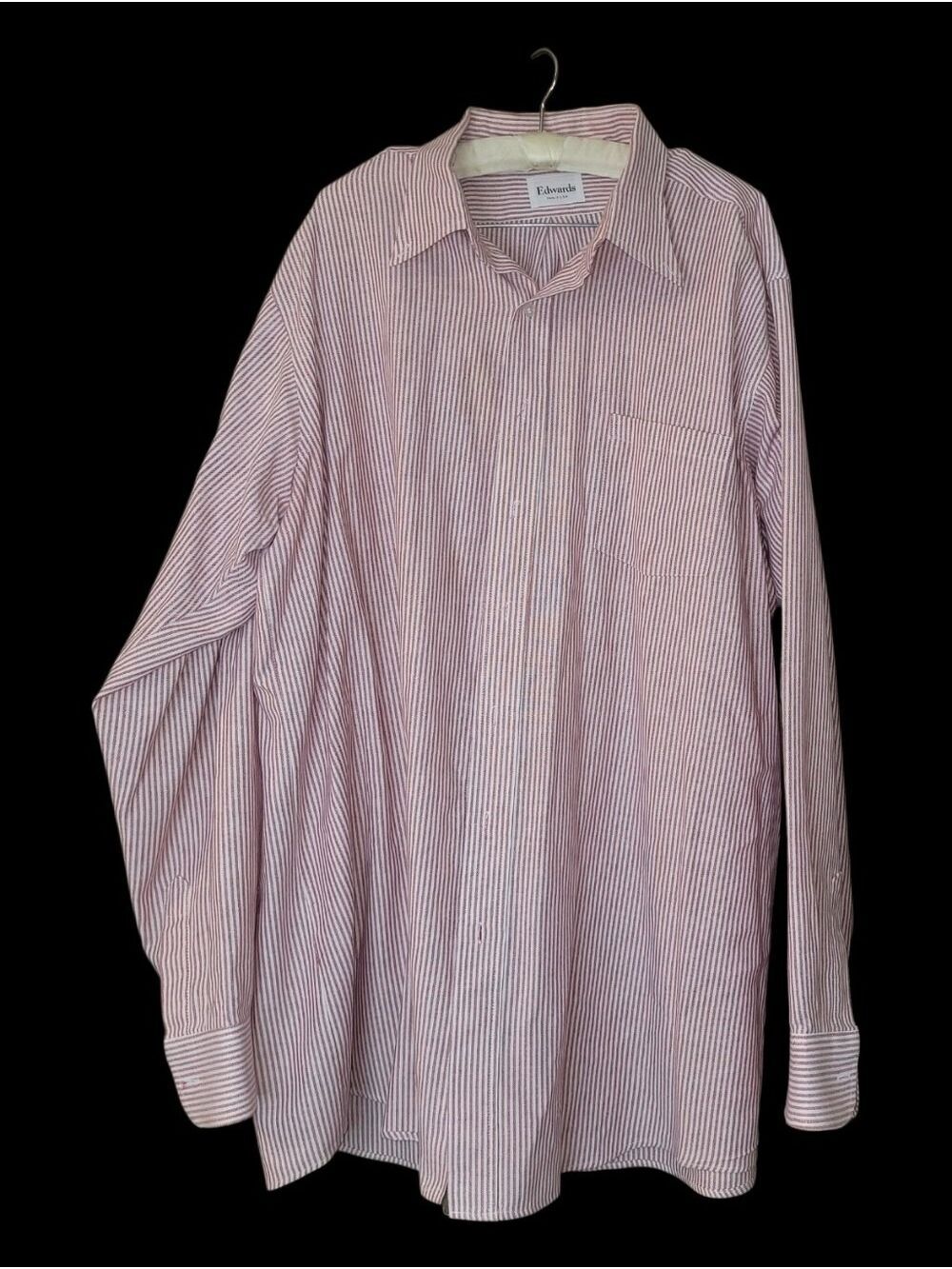 Edwards Made USA Red & White Striped Long Sleeved Button Down Shirt 18 1/2 38